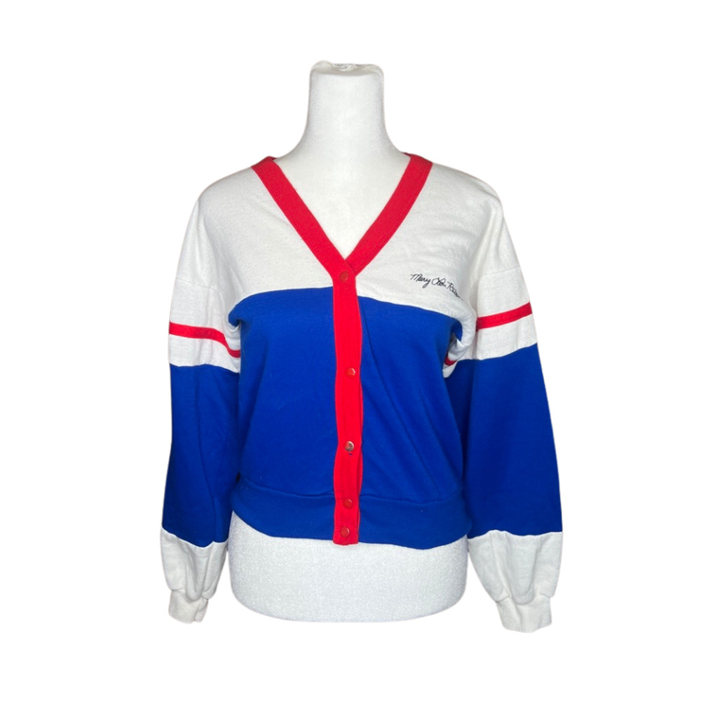 Vtg 1985 Mary Lou Retton by Dobie Cardigan Colorblock Olympics Americana Classic